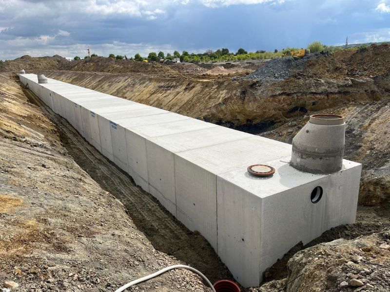 detailní reference, Betonová retenční nádrž o objemu 755m3, kozomín, db betonové jímky