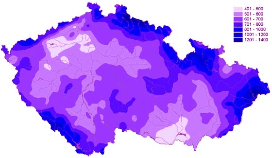 Srážková mapa ČR
