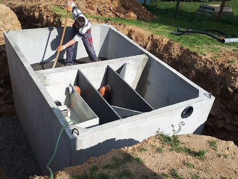 betonový septik s filtrem, db betonové jímky, ukázka realizace