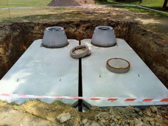 betonová retenční nádrž samonosná, db betonové jímky, ukázka realizace